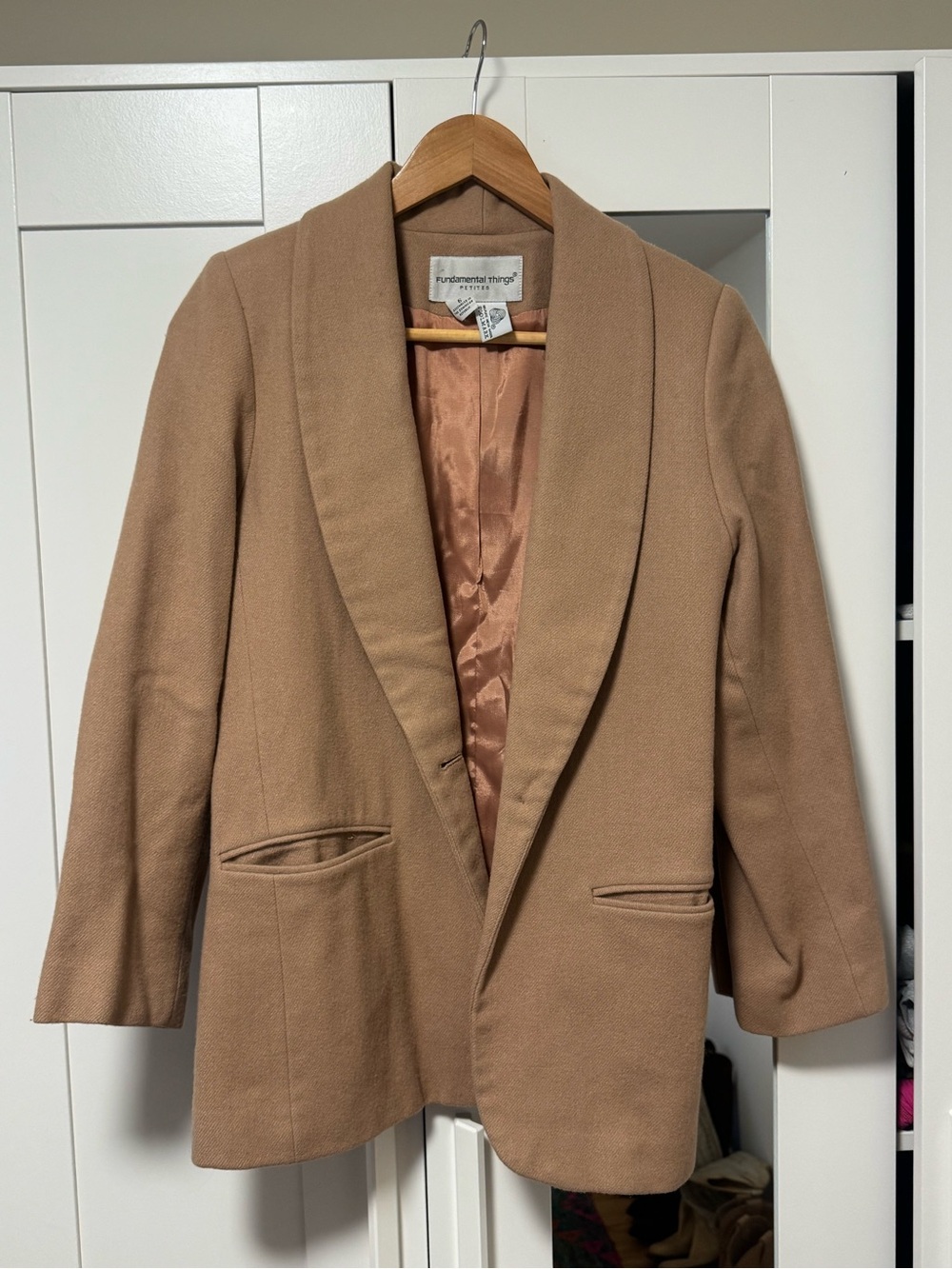 Women's Camel Shawl-Collar Blazer Jacket